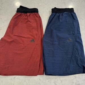 TWO Adidas Axis WVN 2.5 Mens Medium Active Navy Maroon Elastic Tie Waist Pockets